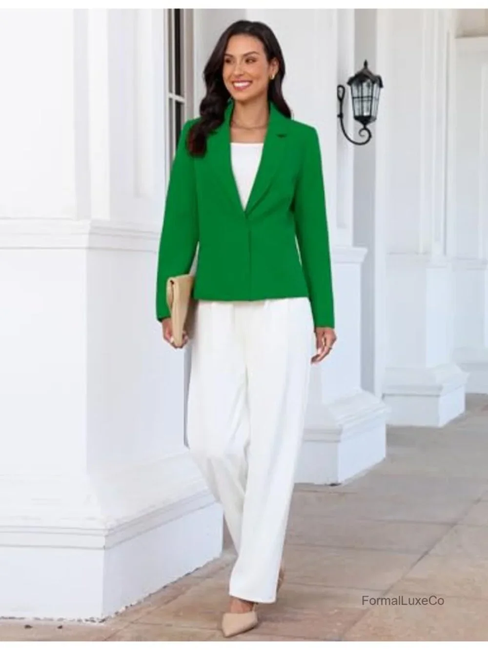 Business Casual Blazer with Pockets Notch Lapel Suit Jacket Work Office